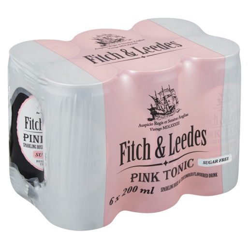 Fitch And Leedes Pink Tonic Sugar Free 200Ml 6 Pack